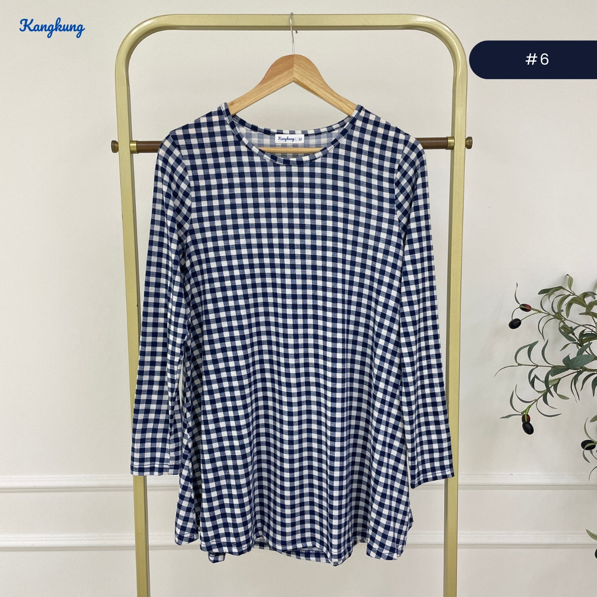 KANGKUNG AISAH DAILY RELAXED CHECKERED BLOUSE - KK123 (GN295)
