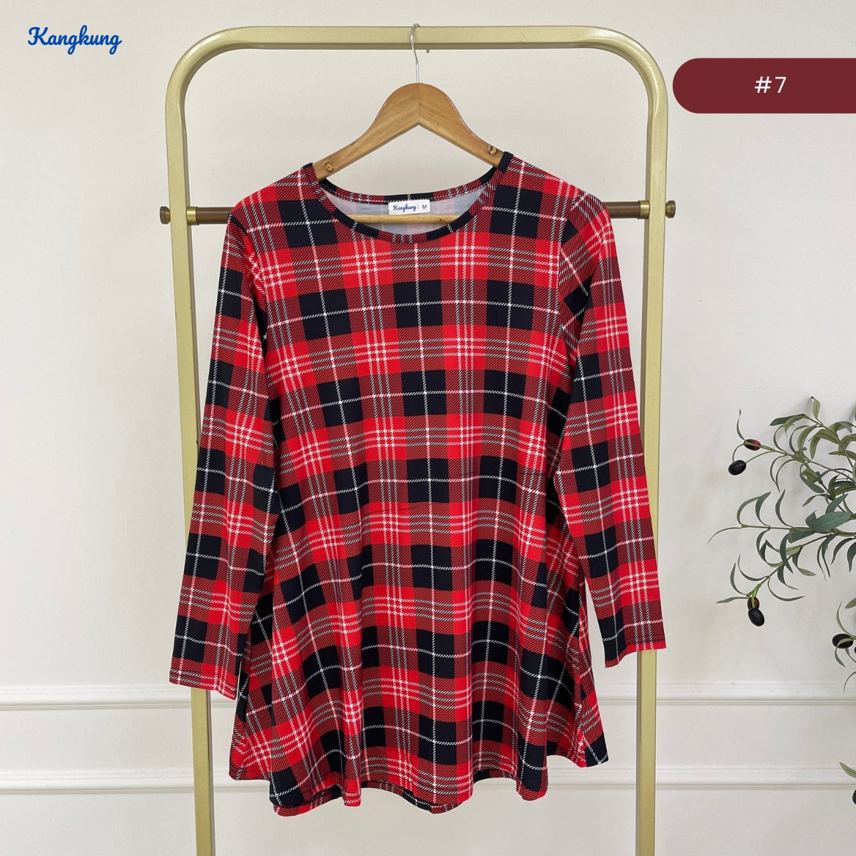 KANGKUNG AISAH DAILY RELAXED CHECKERED BLOUSE - KK123 (GN295)
