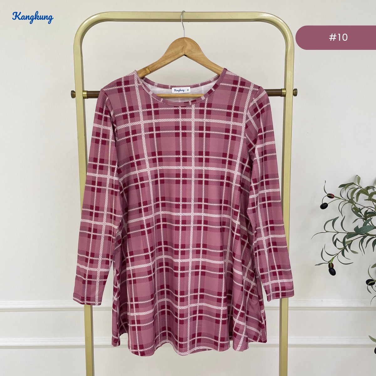 KANGKUNG AISAH DAILY RELAXED CHECKERED BLOUSE - KK123 (GN295)