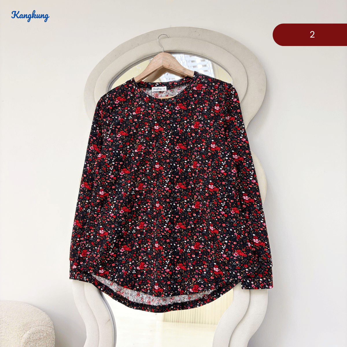 KANGKUNG DAYAH FLORAL PRINTED LONG SLEEVE BLOUSE-KK124