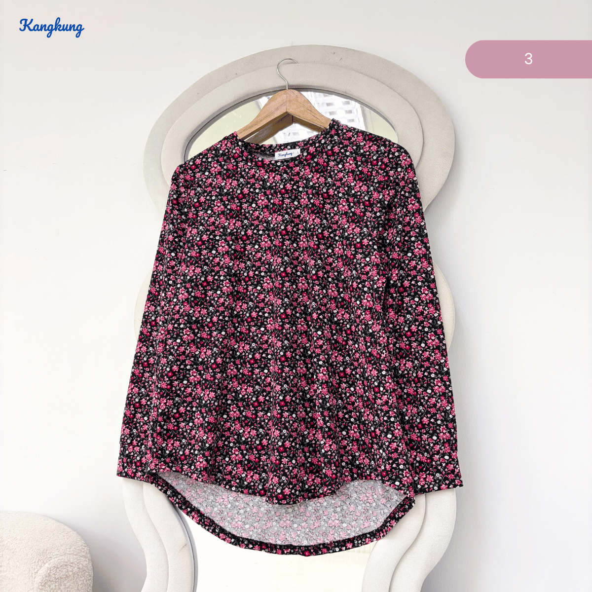 KANGKUNG DAYAH FLORAL PRINTED LONG SLEEVE BLOUSE-KK124