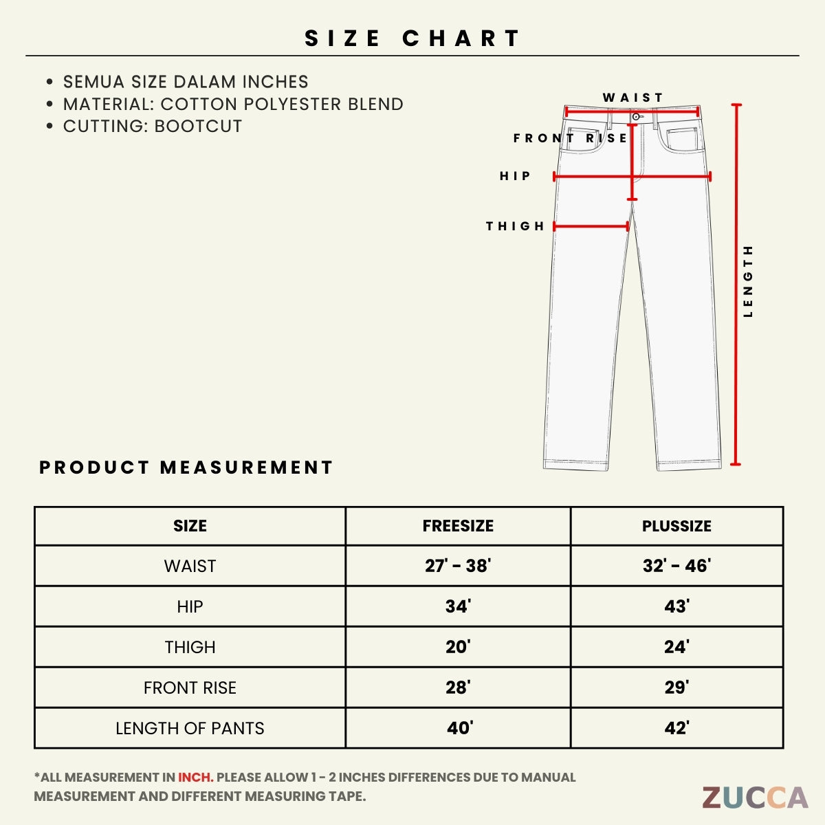 ZUCCA Milaa Bootcut Stretchable Pants L010/018205/00621