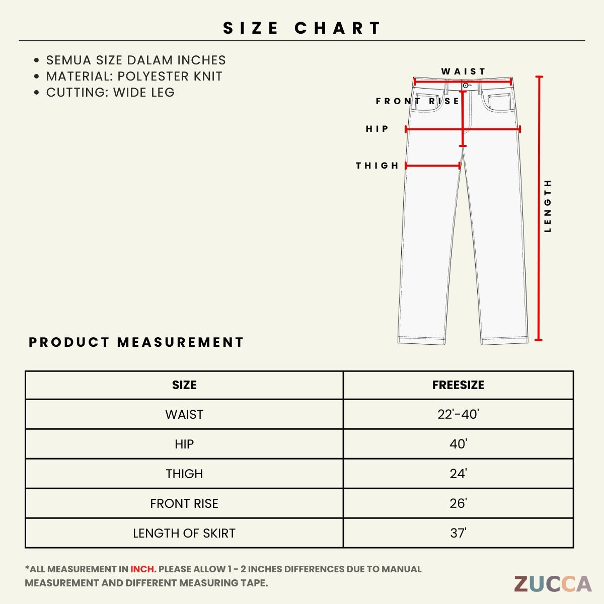 ZUCCA ARILA SELUAR WIDE LEG COMFY DENGAN CORAK - L074 LG012185