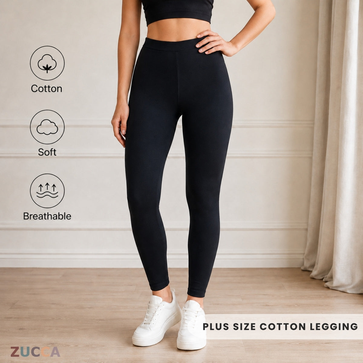 ZUCCA PLUS SIZE COTTON LEGGING (M-6XL) - LG001