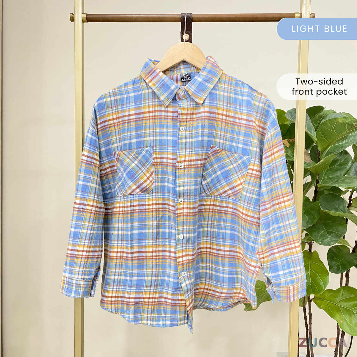 FELORA KEMEJA BLOUSE CORAK KOTAK - SU001