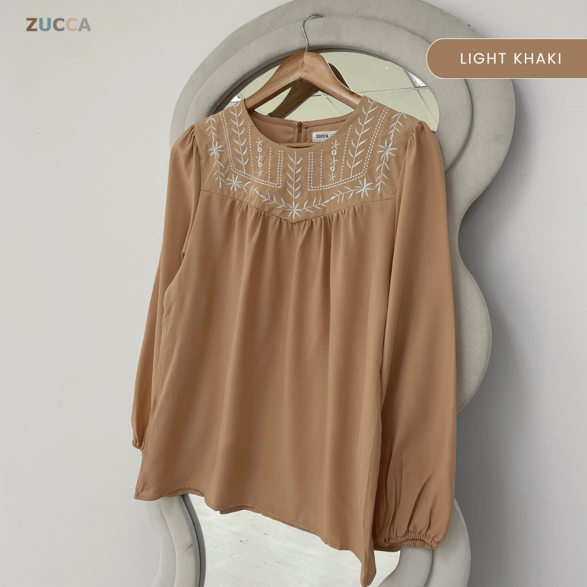 ZUCCA MARLA EMBROIDERED RELAXED MODEST BLOUSE - MA185