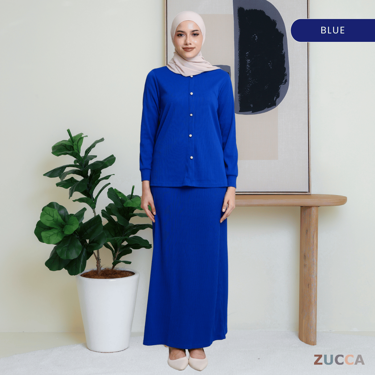 ZUCCA ANNIE WOMEN SET RIB KNIT BLOUSE AND SKIRT  - MA004