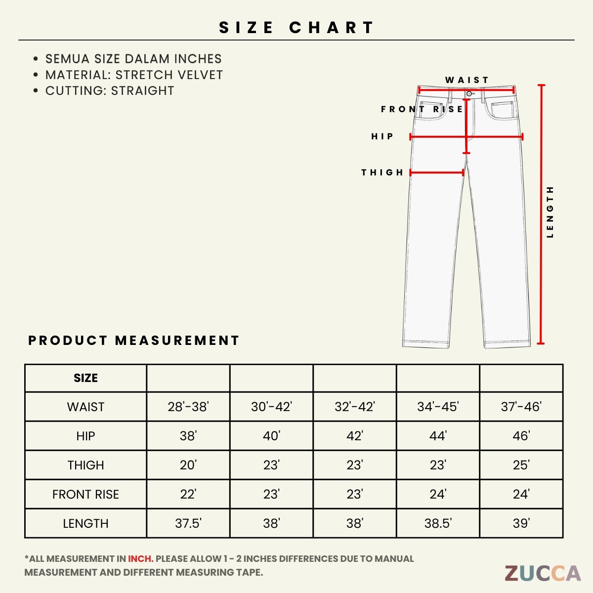 ZUCCA NIDYA SELUAR PALAZZO VELVET KASUAL STRAIGHT CUT & LEBAR – MA010
