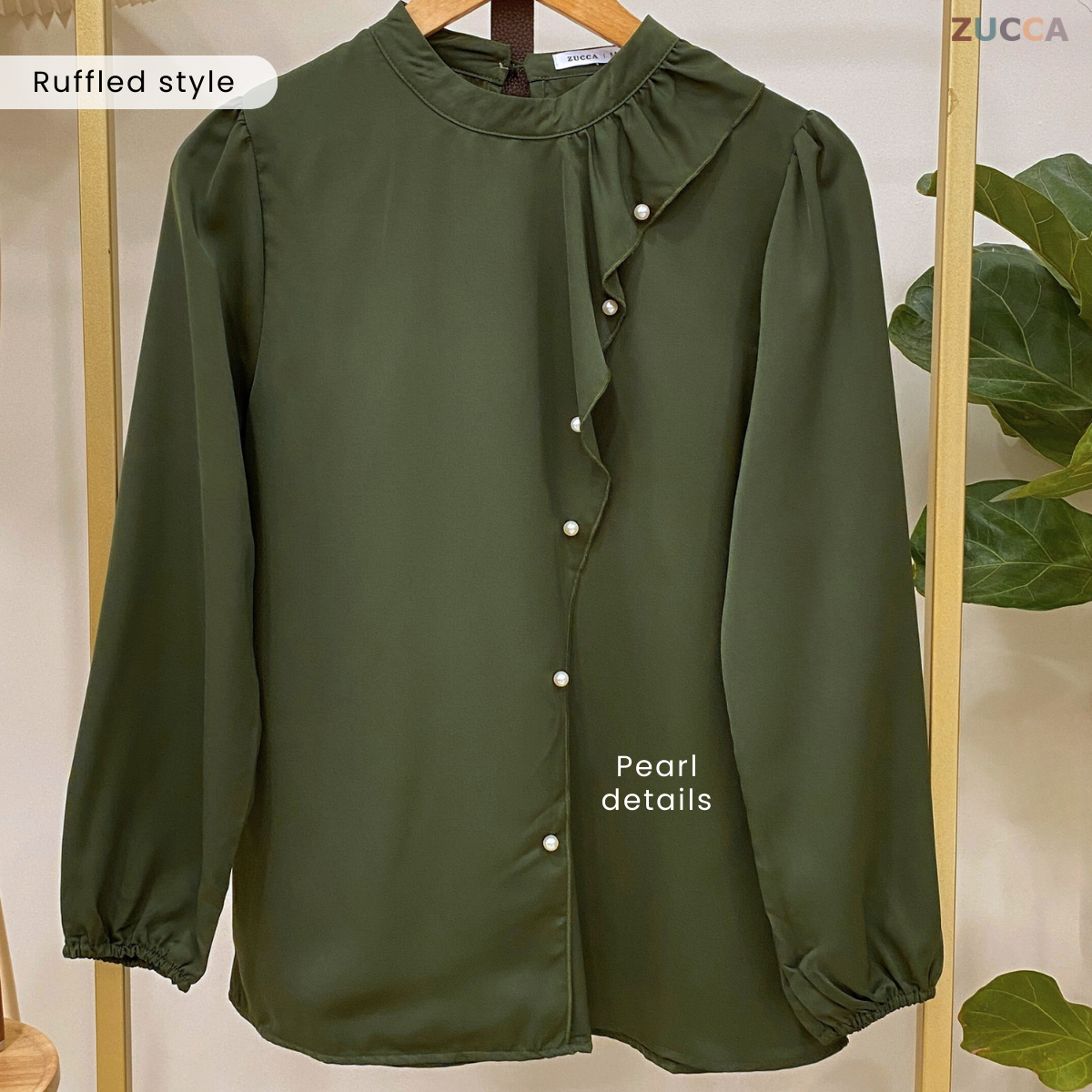 ZUCCA VANIA RUFFLED PEARL DETAIL WOMEN BLOUSE - MA014