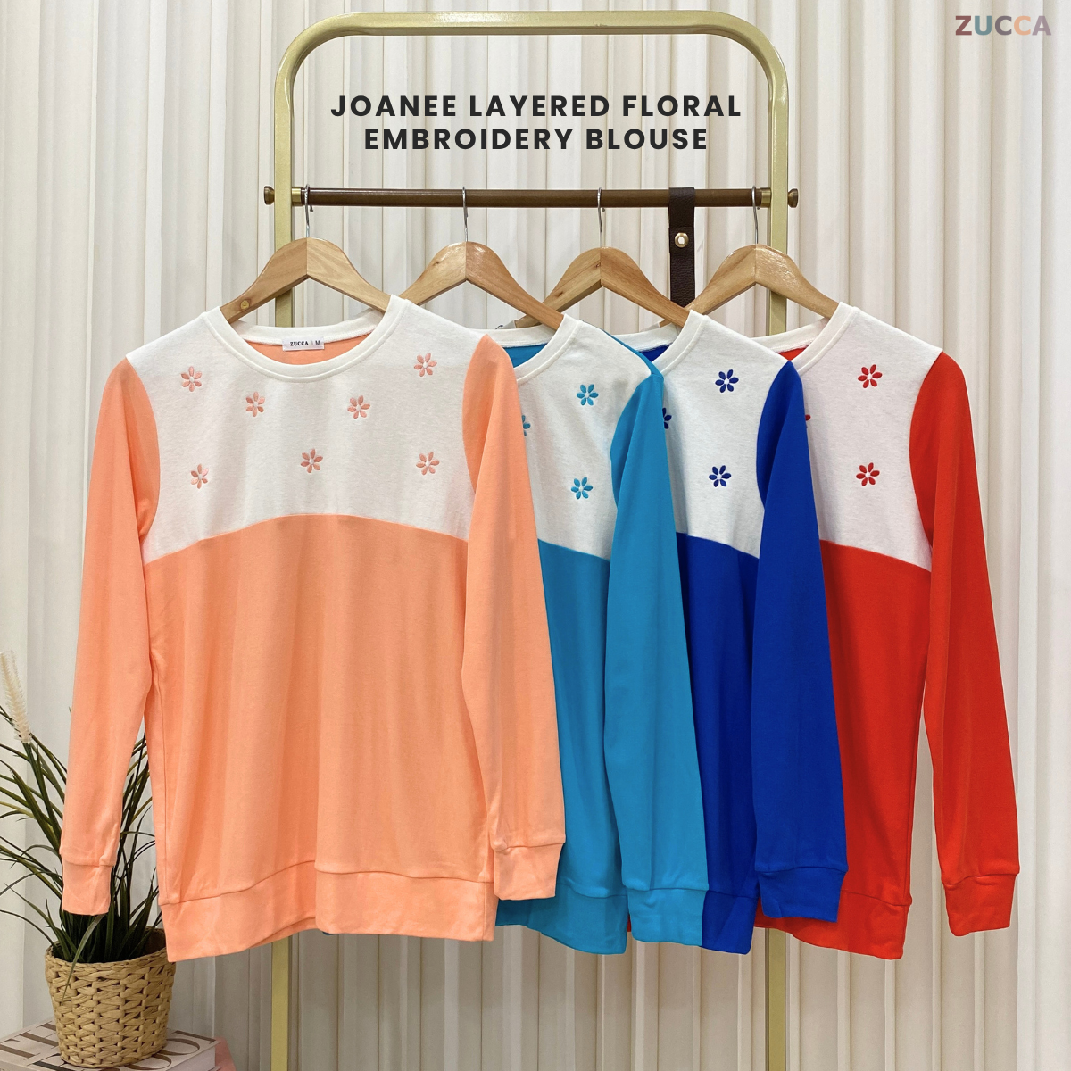 ZUCCA JOANEE BLOUSE LAYERED CANTIK DENGAN SULAMAN FLORAL - MA011