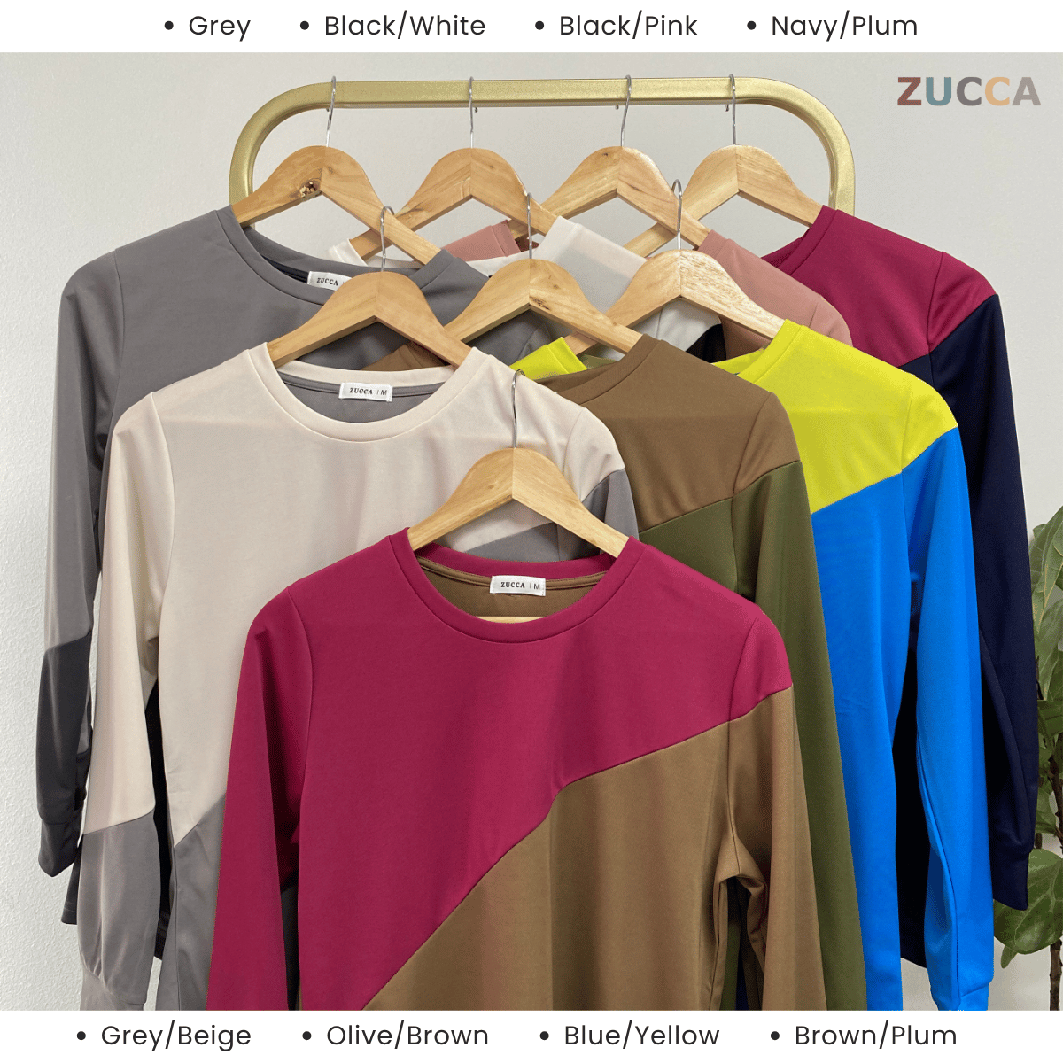 ZUCCA NIKI COLOURBLOCK CASUAL PULLOVER SHIRT - MA020 WOMEN BLOUSE