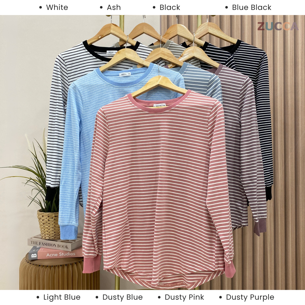 ZUCCA QAIRA STRIPE ROUND NECKLINE BLOUSE - MA024 CASUAL KOREAN STYLE