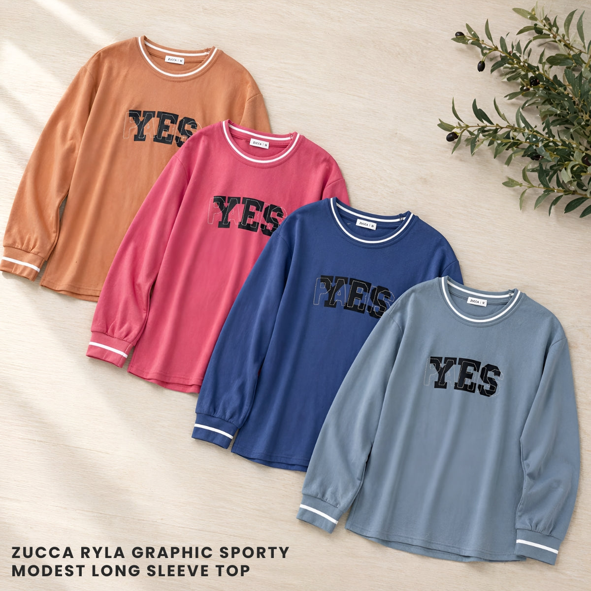 ZUCCA RYLA GRAPHIC SPORTY MODEST LONG SLEEVE TOP - MA026B