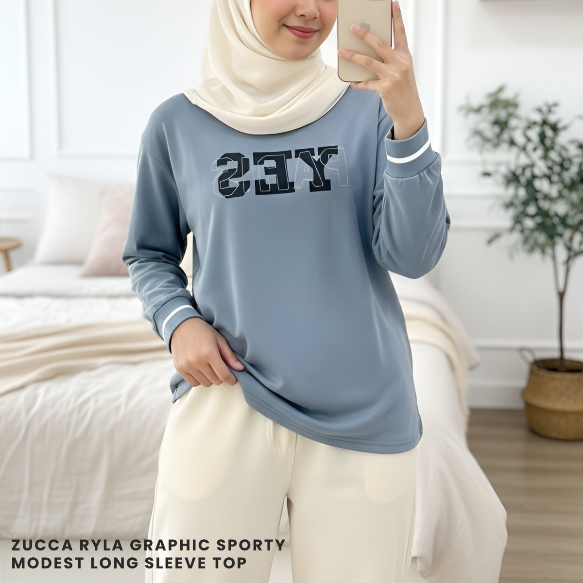ZUCCA RYLA GRAPHIC SPORTY MODEST LONG SLEEVE TOP - MA026B