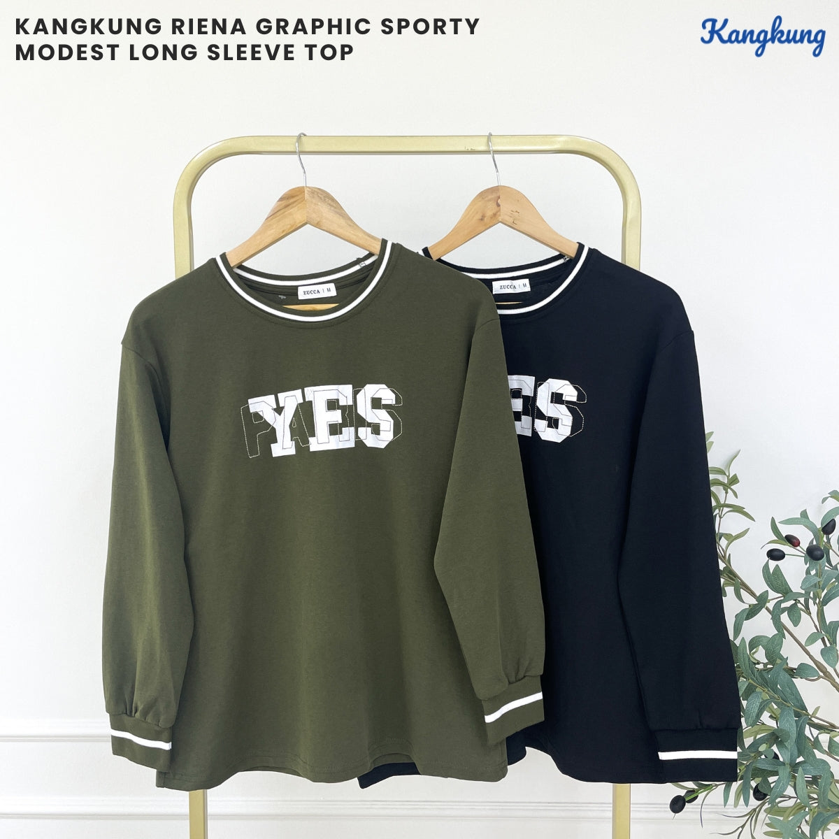 KANGKUNG RIENA GRAPHIC SPORTY MODEST LONG SLEEVE TOP (DEFECT PRINTED) - MA026B