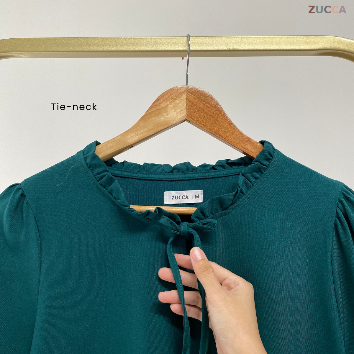 ZUCCA CELIA RUFFLED NECK WOMEN BLOUSE - MA029A BLOUSE WITH TIE-NECK