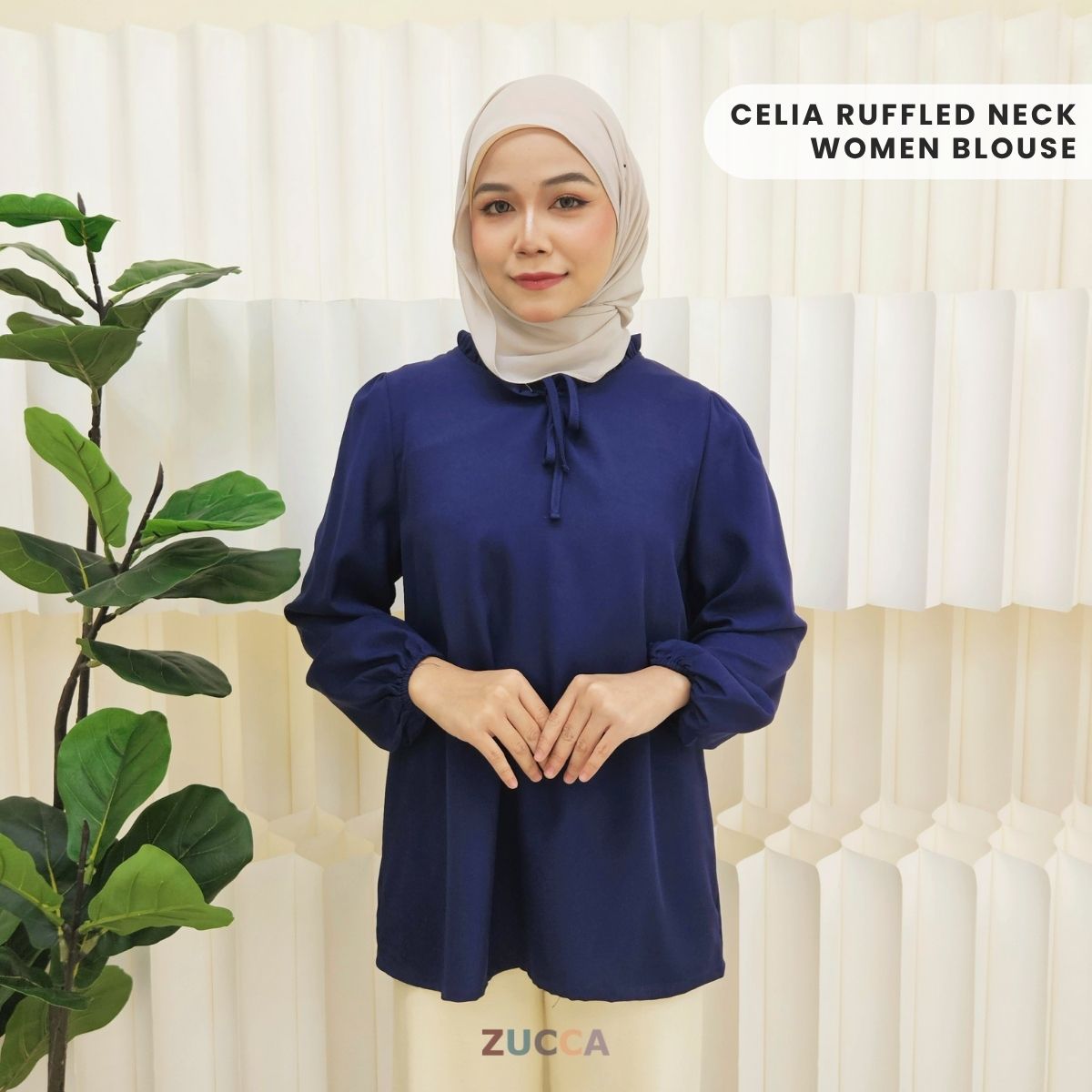 ZUCCA CELIA RUFFLED NECK WOMEN BLOUSE - MA029A BLOUSE WITH TIE-NECK