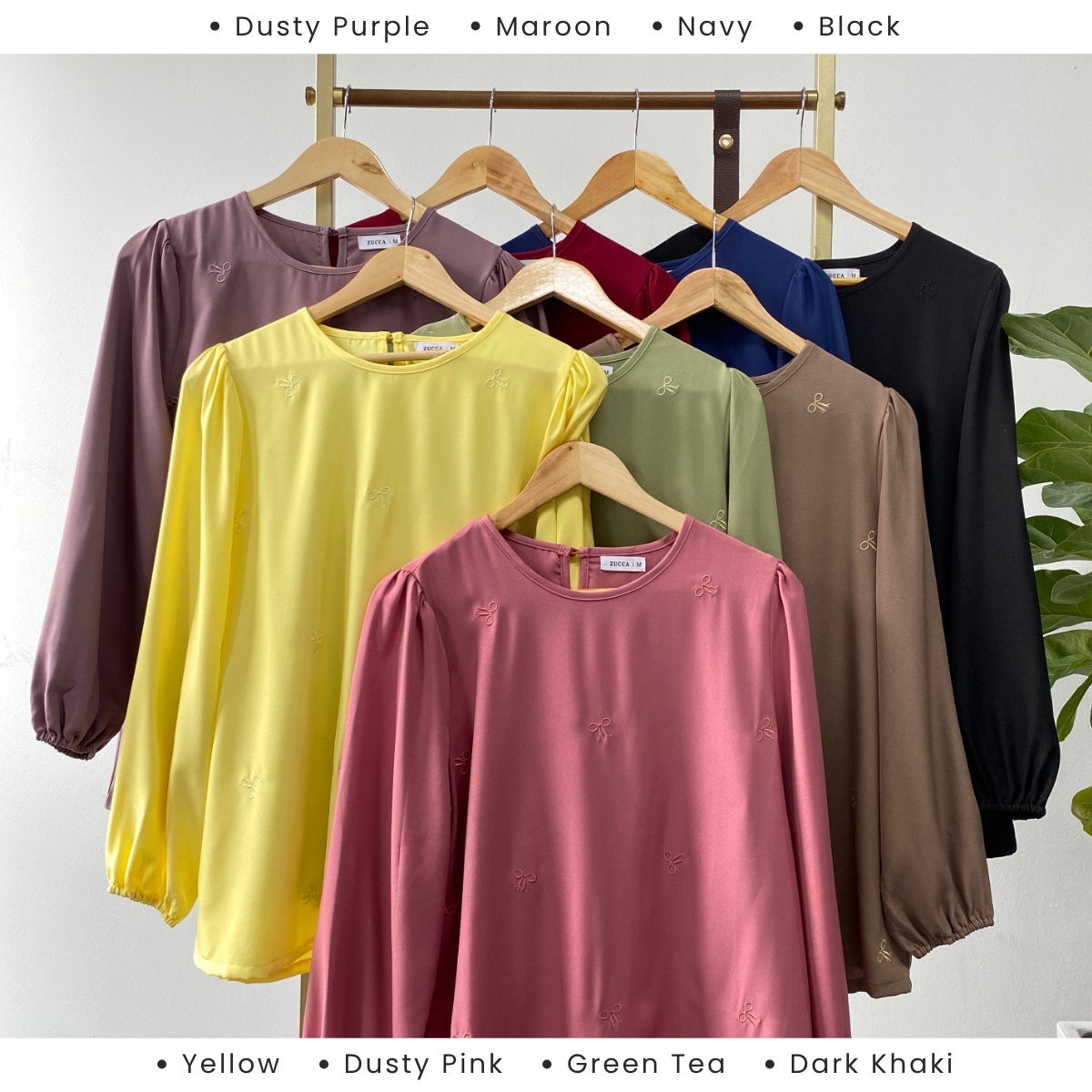 ZUCCA SUANA BOW EMBROIDERY PUFFED BLOUSE - MA030