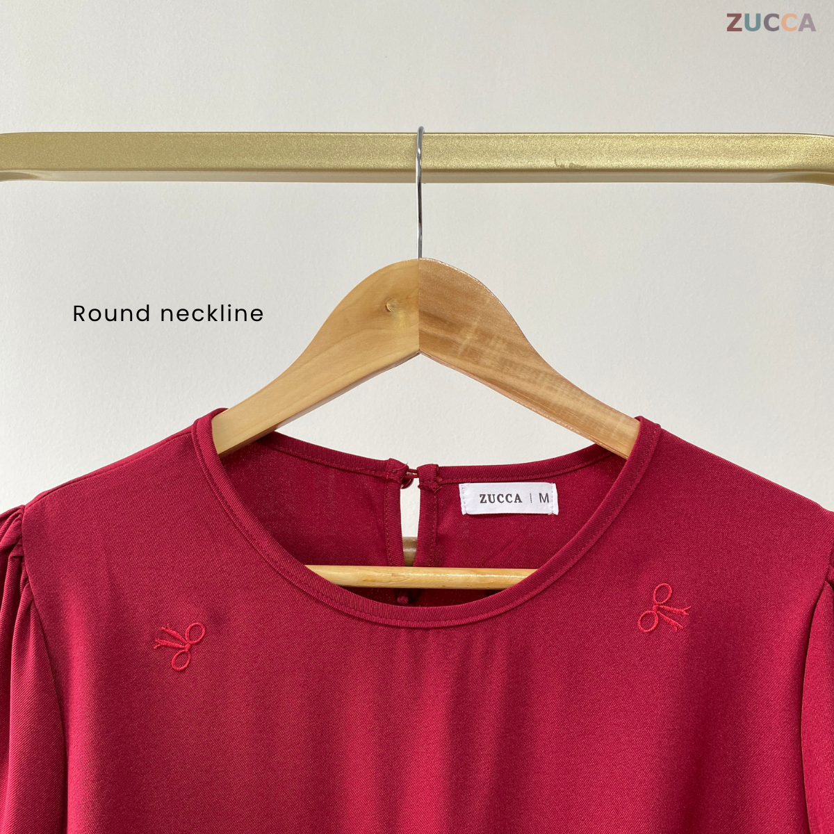 ZUCCA SUANA BOW EMBROIDERY PUFFED BLOUSE - MA030