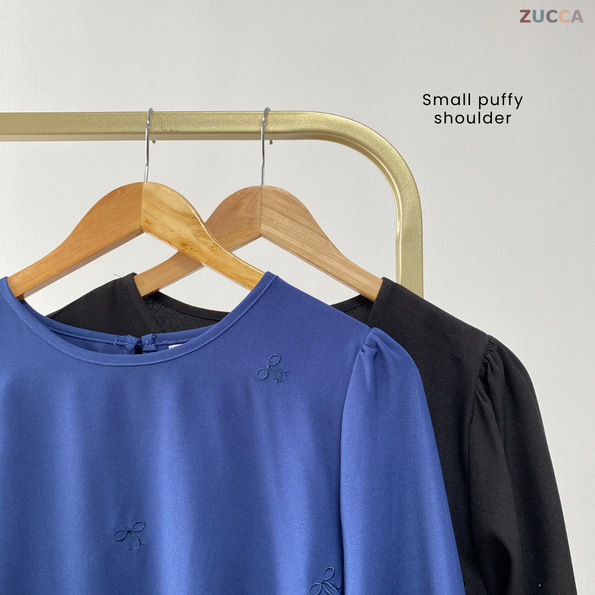 ZUCCA SUANA BOW EMBROIDERY PUFFED BLOUSE - MA030