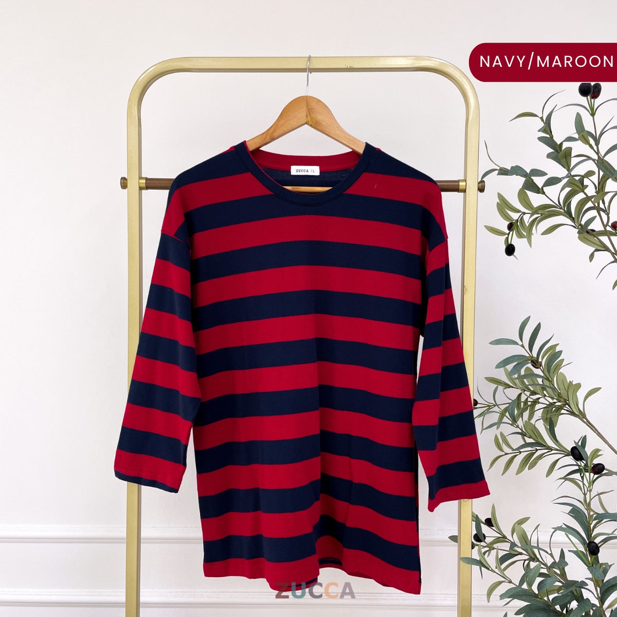 ZUCCA SARI OVERSIZED STRIPED KNIT SHIRT - MA031 DROP SHOULDER LOOSE STYLE