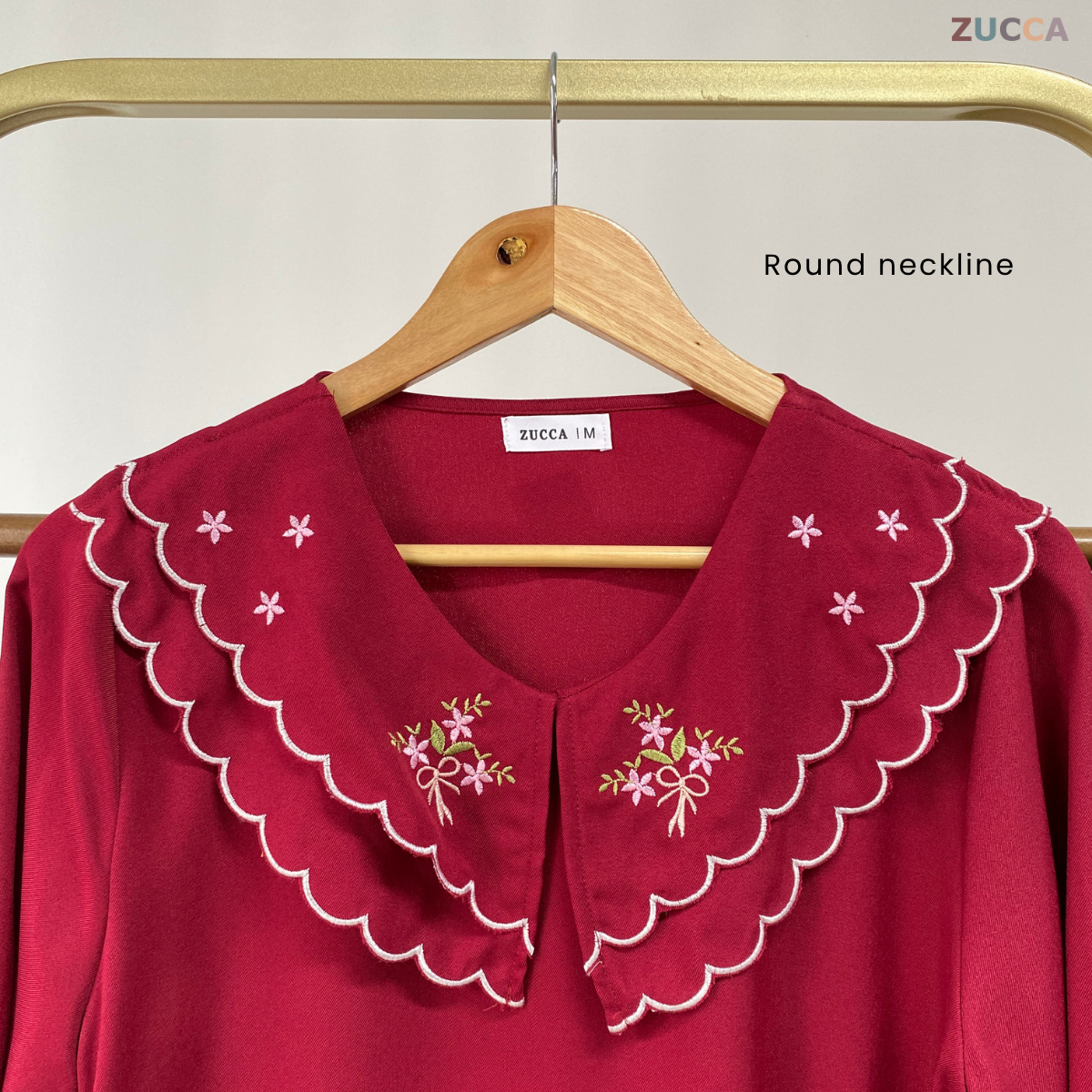 ZUCCA ILIS EMBROIDERED PETER PAN SCALOP COLLAR BLOUSE - MA040