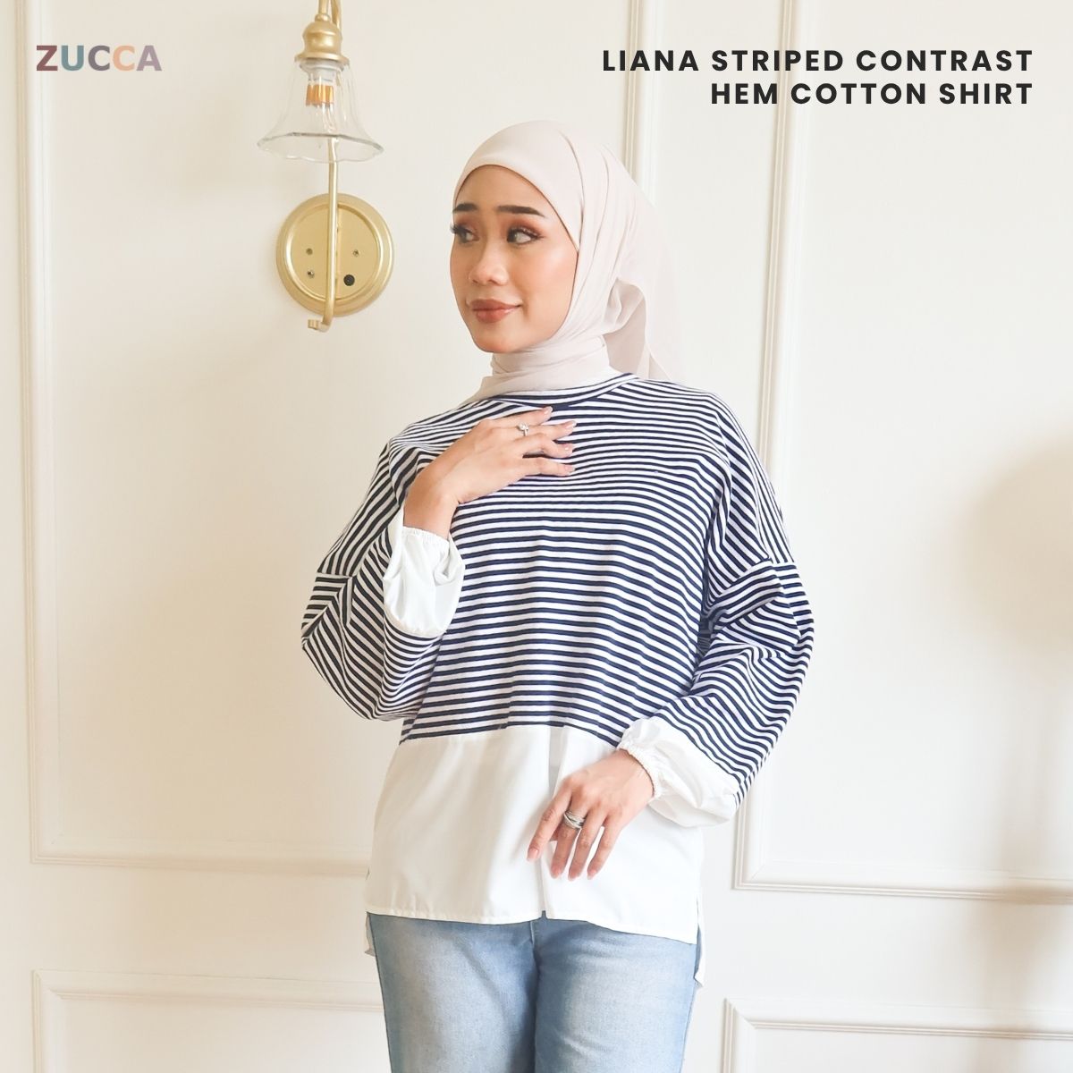 ZUCCA LIANA STRIPED CONTRAST HEM COTTON SHIRT - MA043
