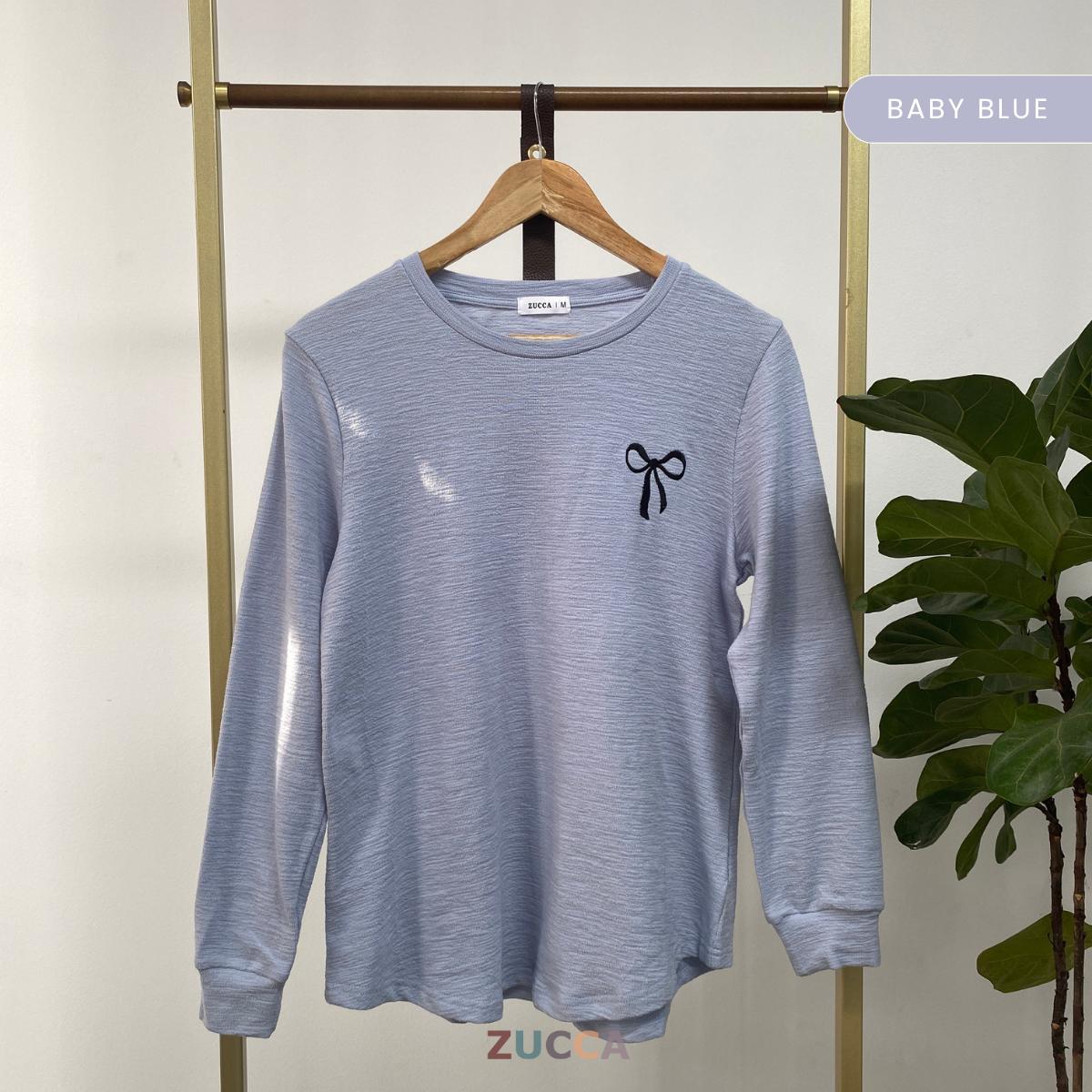 ZUCCA LUWINA EMBROIDERY BOW DETAIL KNIT SHIRT - MA049