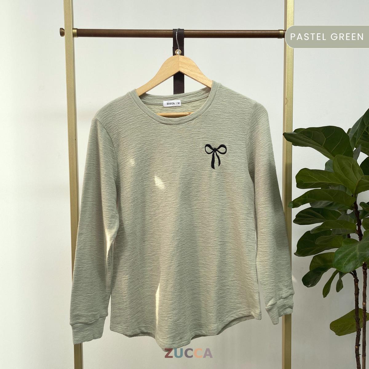 ZUCCA LUWINA EMBROIDERY BOW DETAIL KNIT SHIRT - MA049