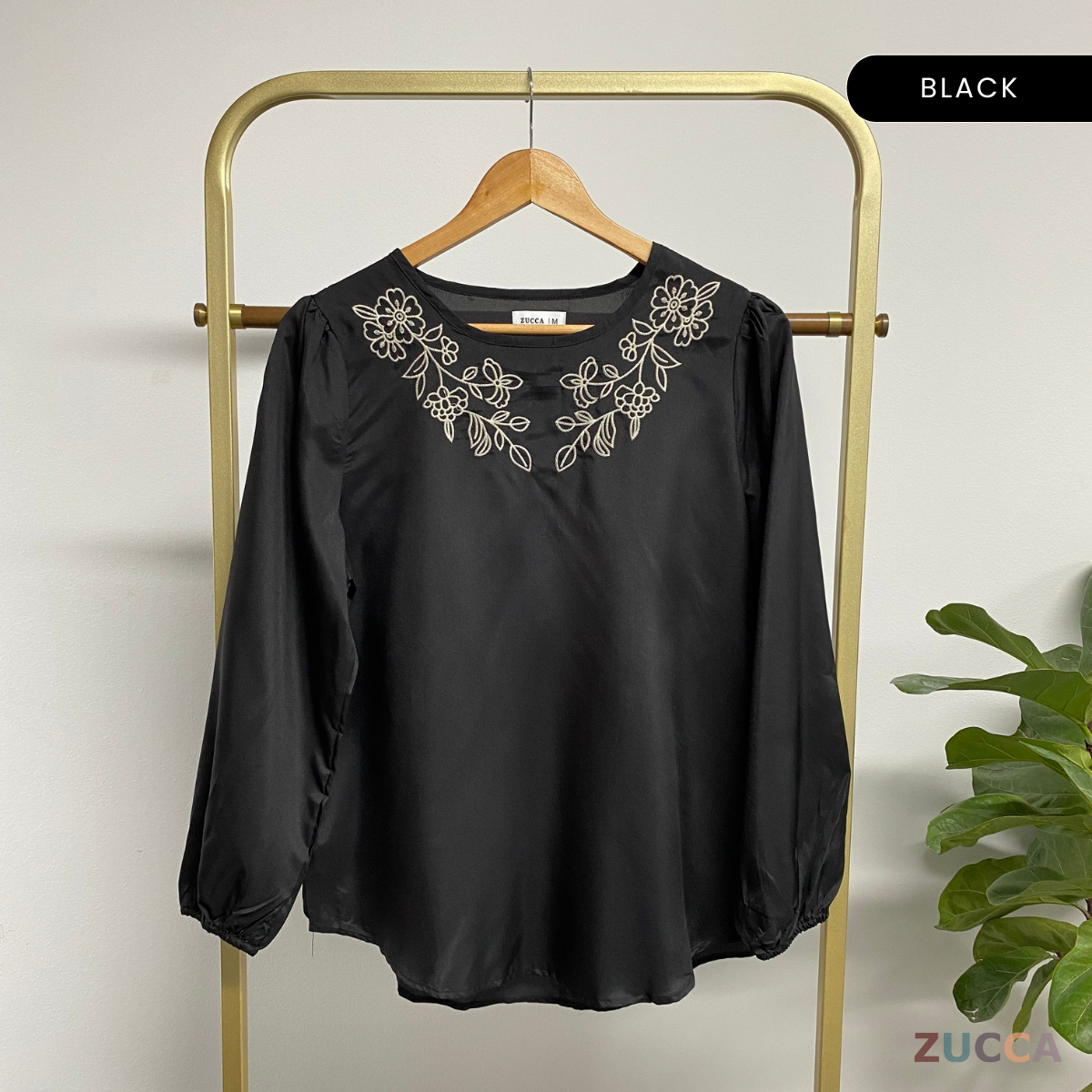 ZUCCA IVINA BLOUS KASUAL BERCORAK SULAMAN FLORAL LEHER BULAT – MA056