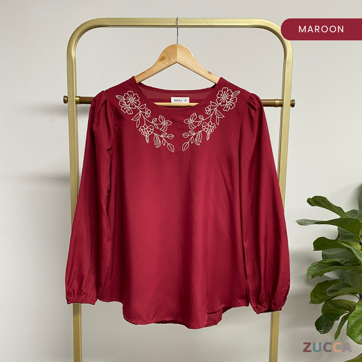 ZUCCA IVINA BLOUS KASUAL BERCORAK SULAMAN FLORAL LEHER BULAT – MA056