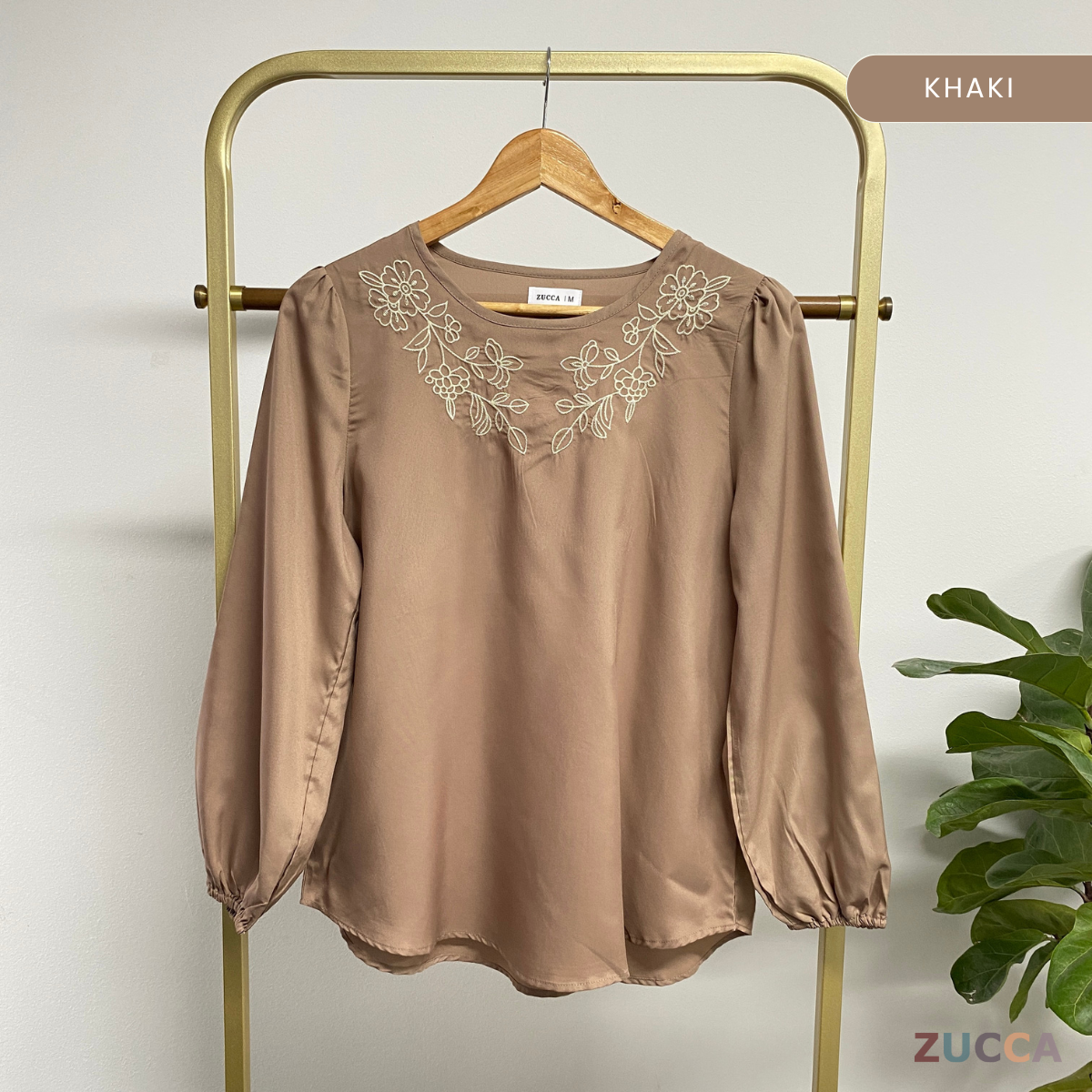 ZUCCA IVINA BLOUS KASUAL BERCORAK SULAMAN FLORAL LEHER BULAT – MA056