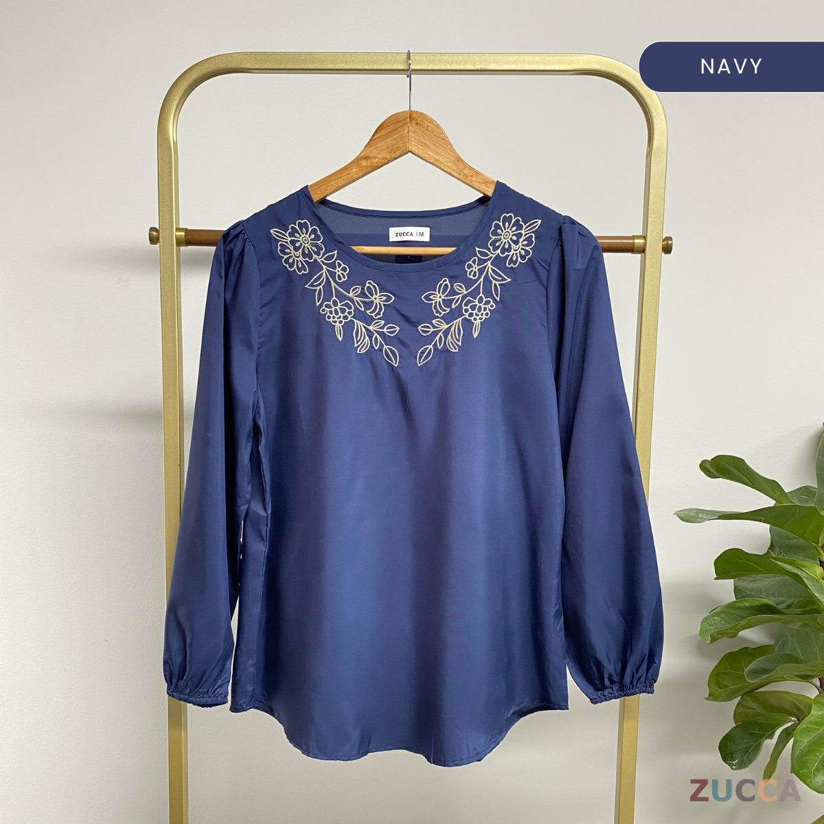 ZUCCA IVINA BLOUS KASUAL BERCORAK SULAMAN FLORAL LEHER BULAT – MA056