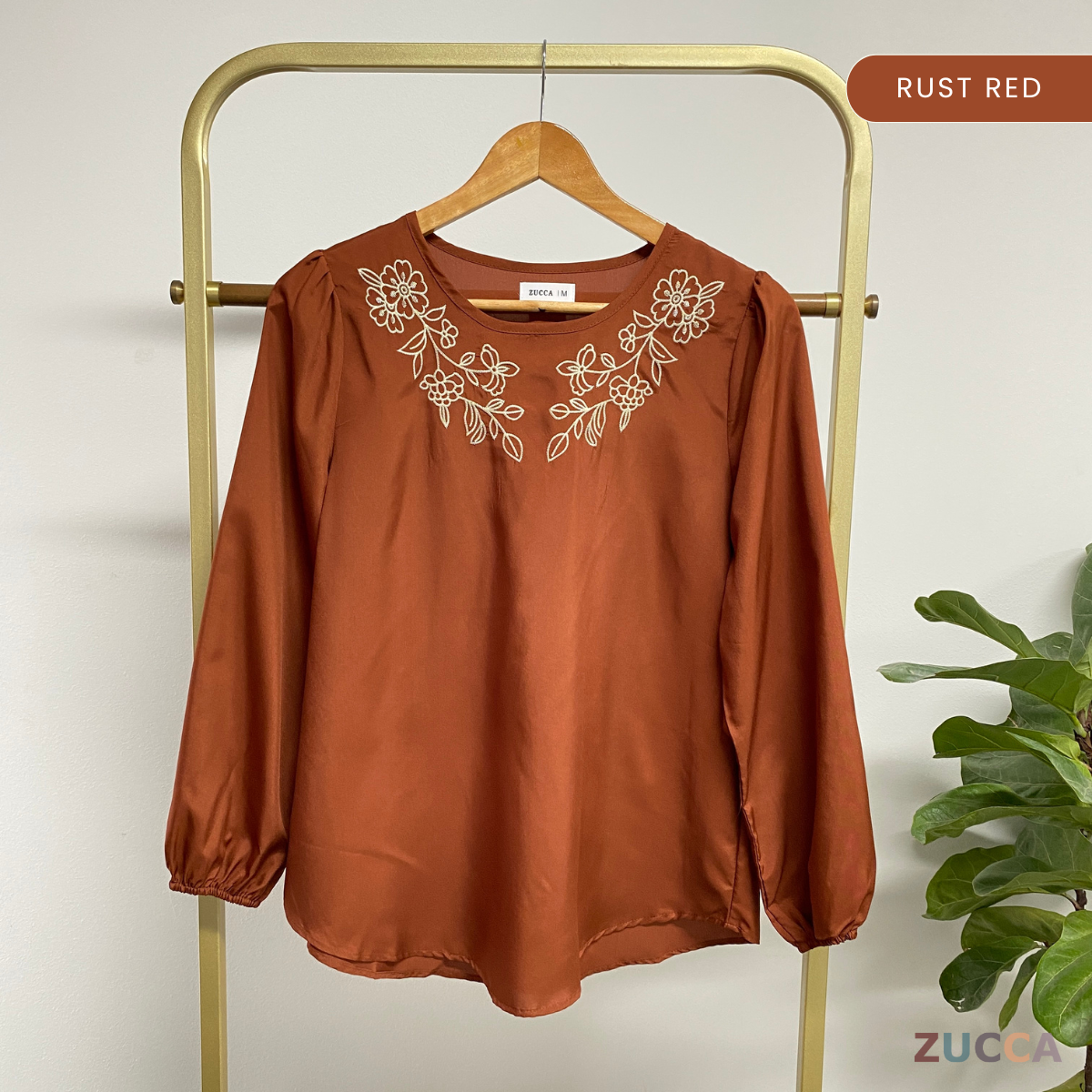 ZUCCA IVINA BLOUS KASUAL BERCORAK SULAMAN FLORAL LEHER BULAT – MA056