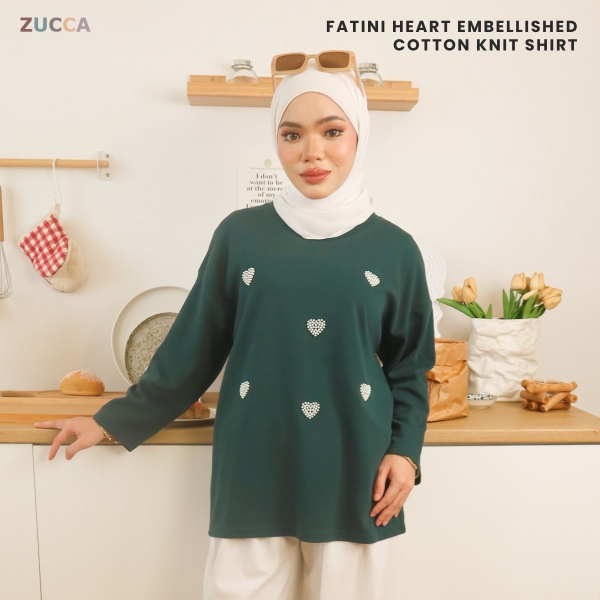 ZUCCA FATINI HEART EMBELLISHED COTTON KNIT SHIRT - MA057