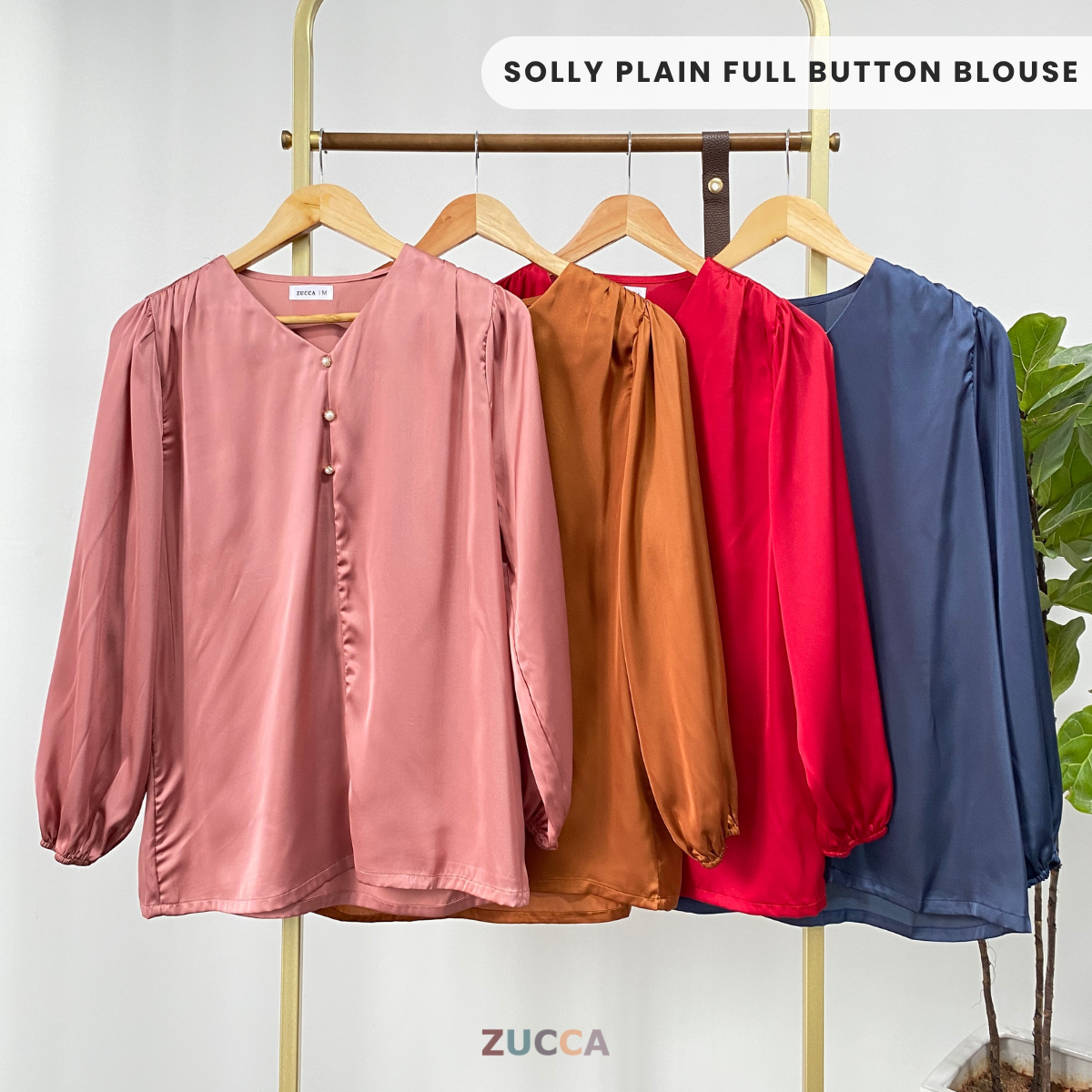 ZUCCA SOLLY PLAIN FULL BUTTON BLOUSE - MA062 KOREAN STYLE
