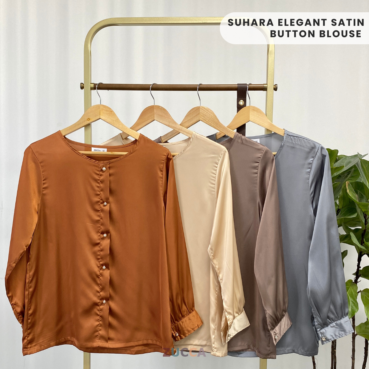ZUCCA SUHARA ELEGANT SATIN BUTTON BLOUSE - MA063