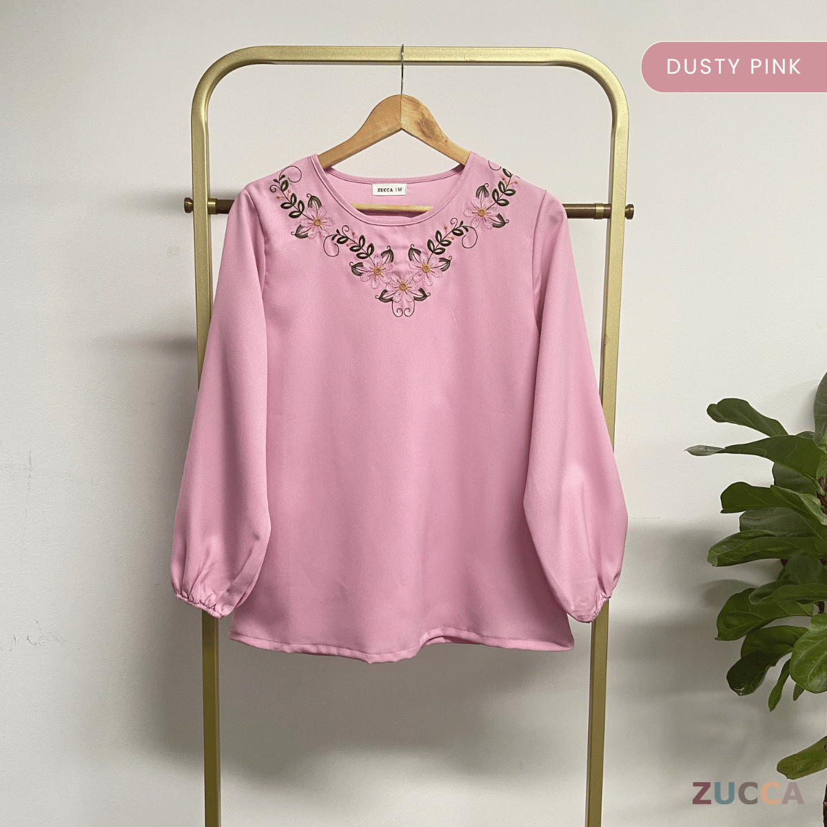 ZUCCA MILANA CASUAL EMBROIDERY ROUND NECK BLOUSE - MA068