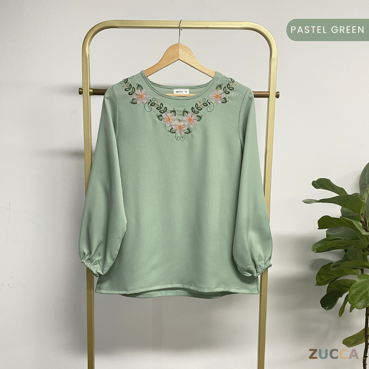 ZUCCA MILANA CASUAL EMBROIDERY ROUND NECK BLOUSE - MA068