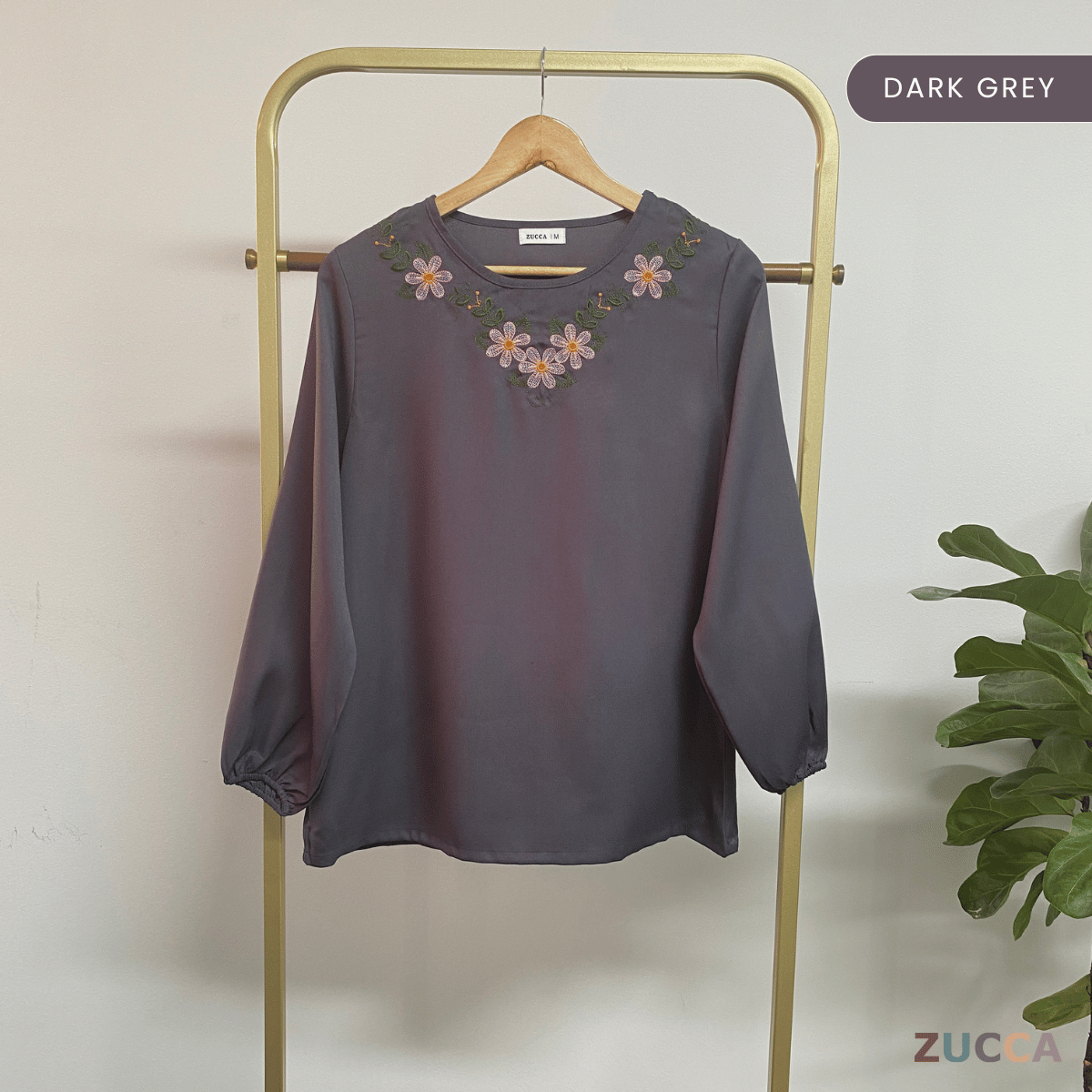 ZUCCA MILANA CASUAL EMBROIDERY ROUND NECK BLOUSE - MA068