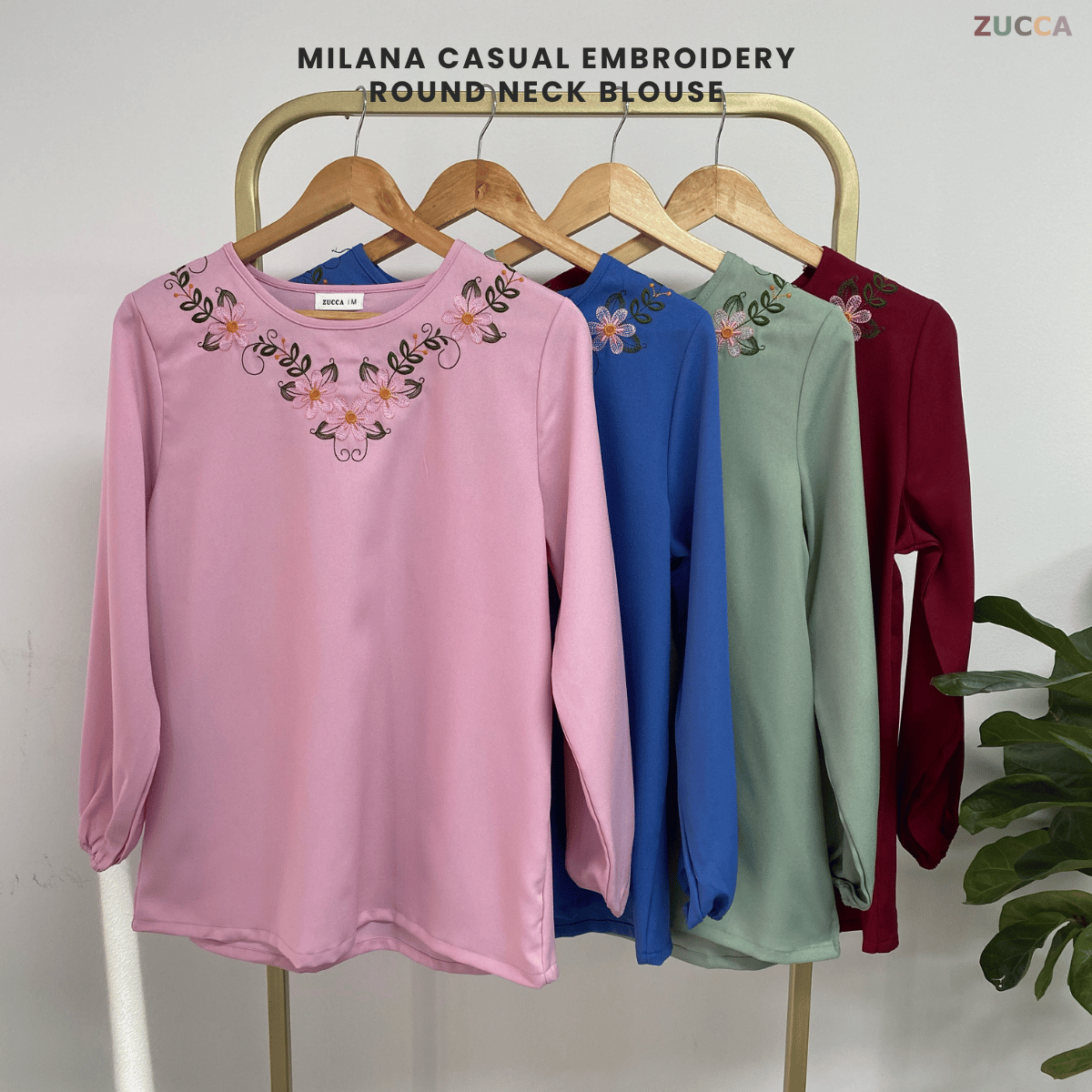 ZUCCA MILANA CASUAL EMBROIDERY ROUND NECK BLOUSE - MA068