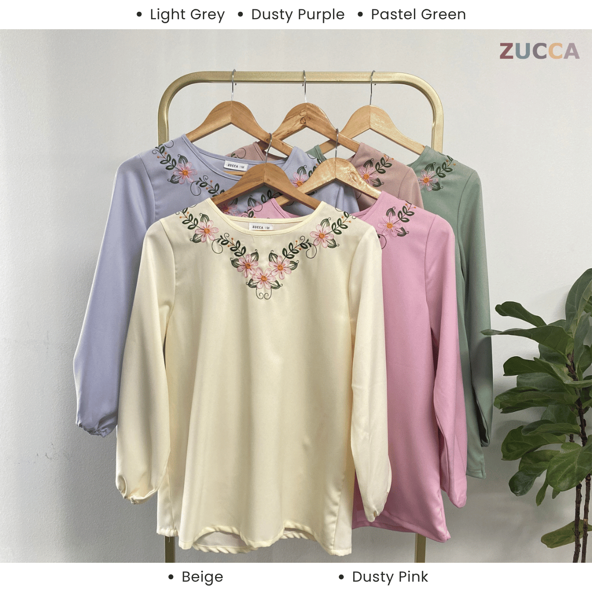ZUCCA MILANA CASUAL EMBROIDERY ROUND NECK BLOUSE - MA068