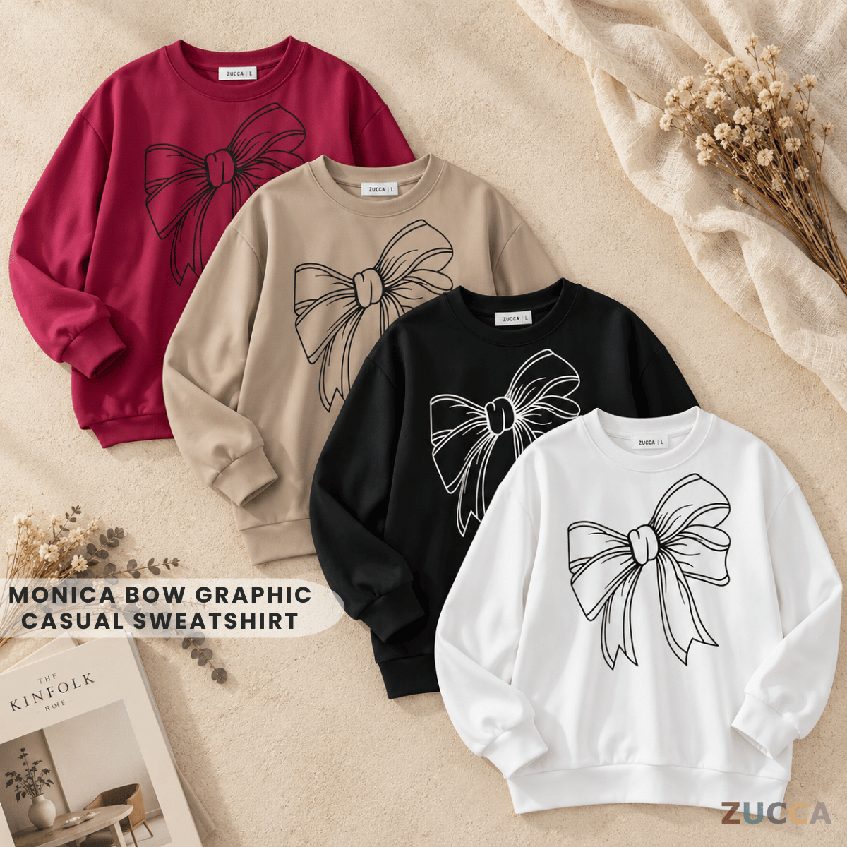 ZUCCA MONICA BOW GRAPHIC CASUAL SWEATSHIRT-MA070