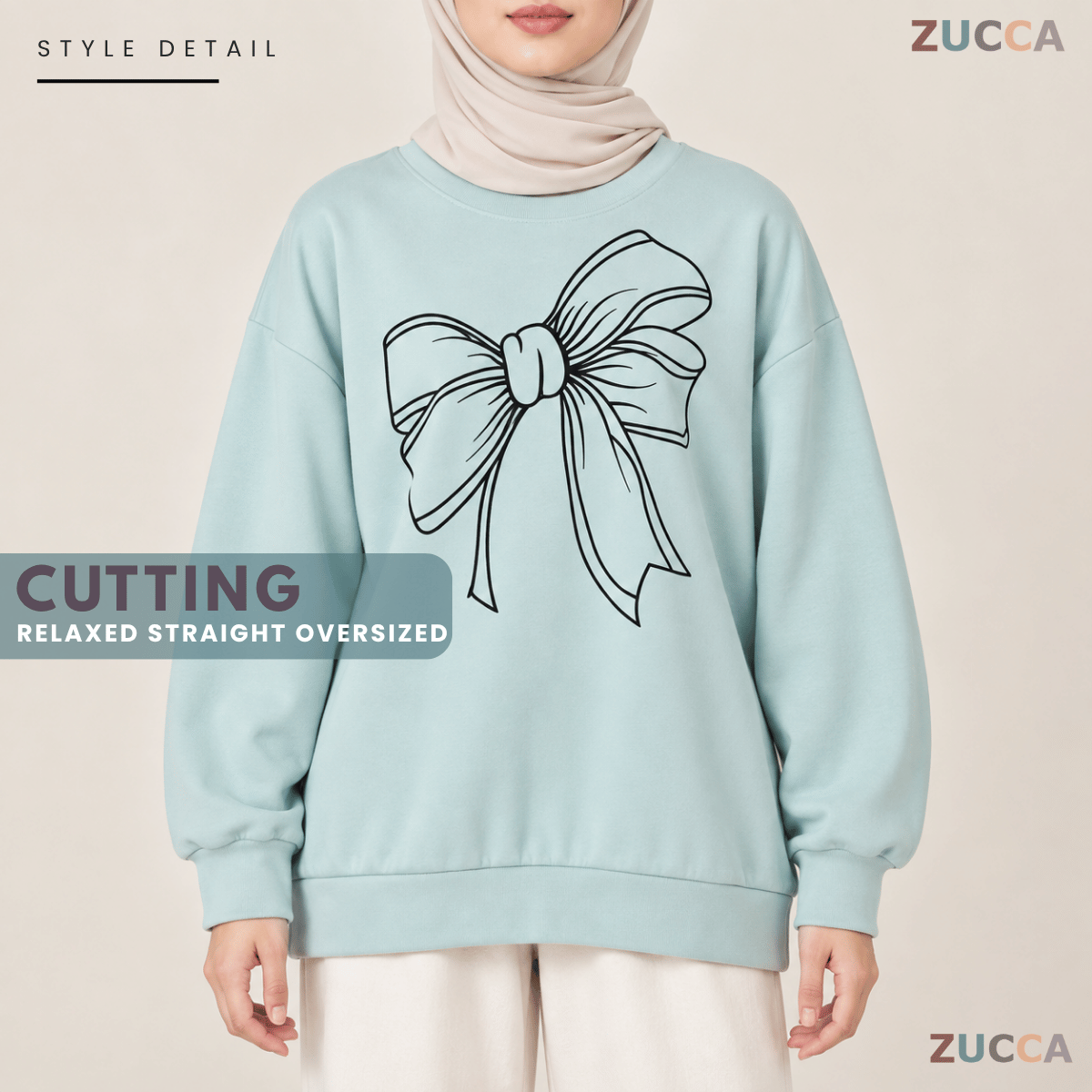 ZUCCA MONICA BOW GRAPHIC CASUAL SWEATSHIRT-MA070