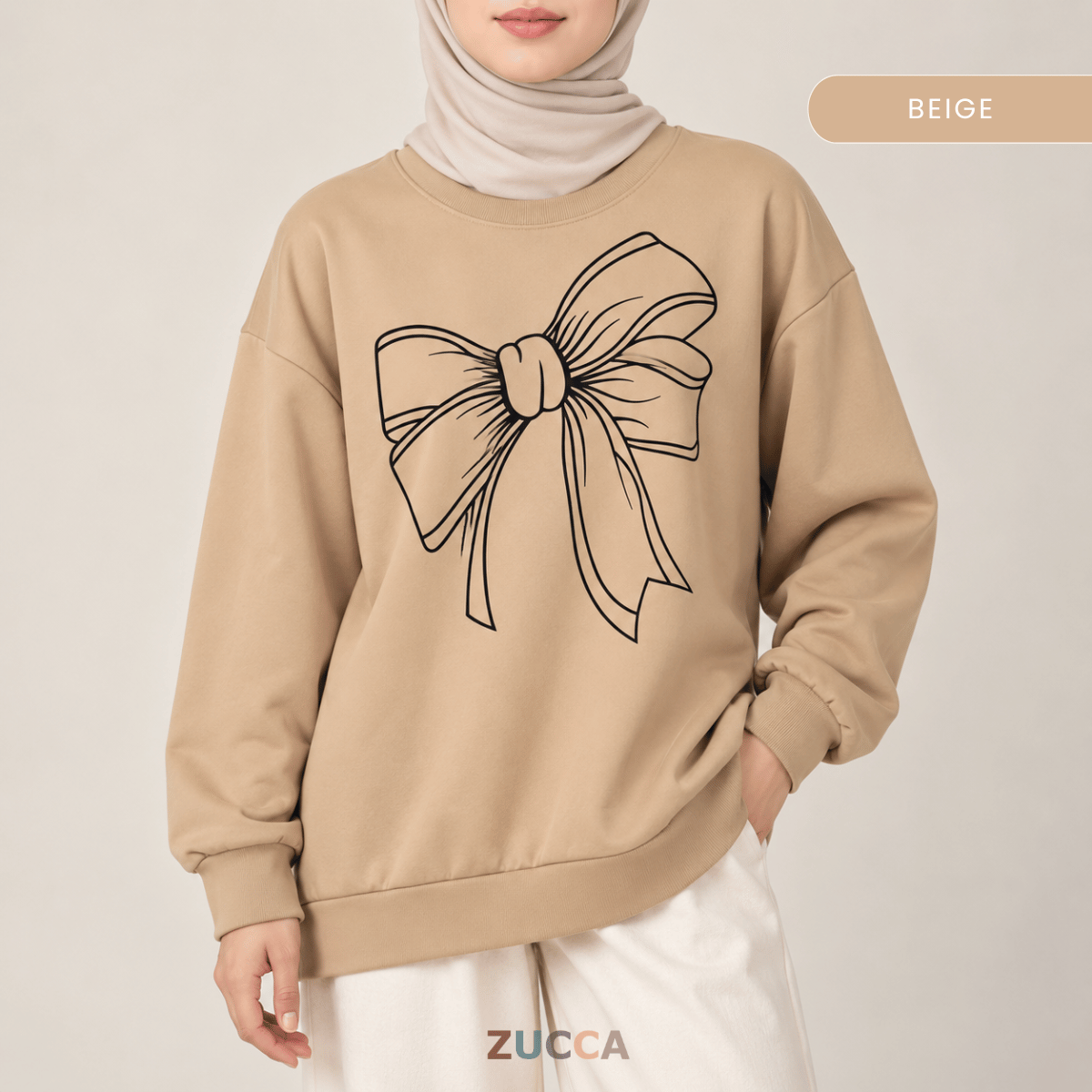 ZUCCA MONICA BOW GRAPHIC CASUAL SWEATSHIRT-MA070