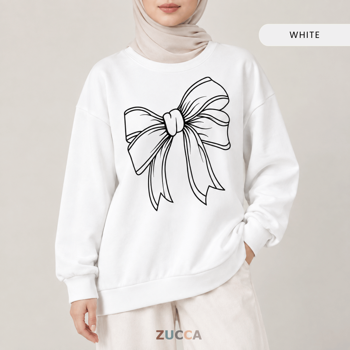 ZUCCA MONICA BOW GRAPHIC CASUAL SWEATSHIRT-MA070