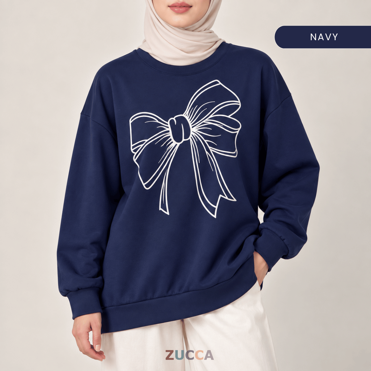 ZUCCA MONICA BOW GRAPHIC CASUAL SWEATSHIRT-MA070