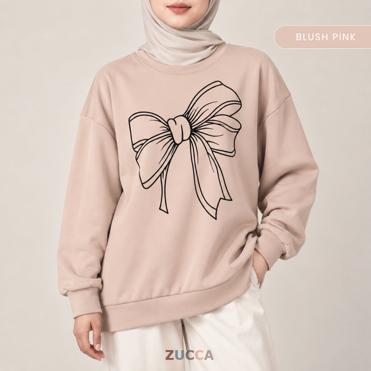 ZUCCA MONICA BOW GRAPHIC CASUAL SWEATSHIRT-MA070