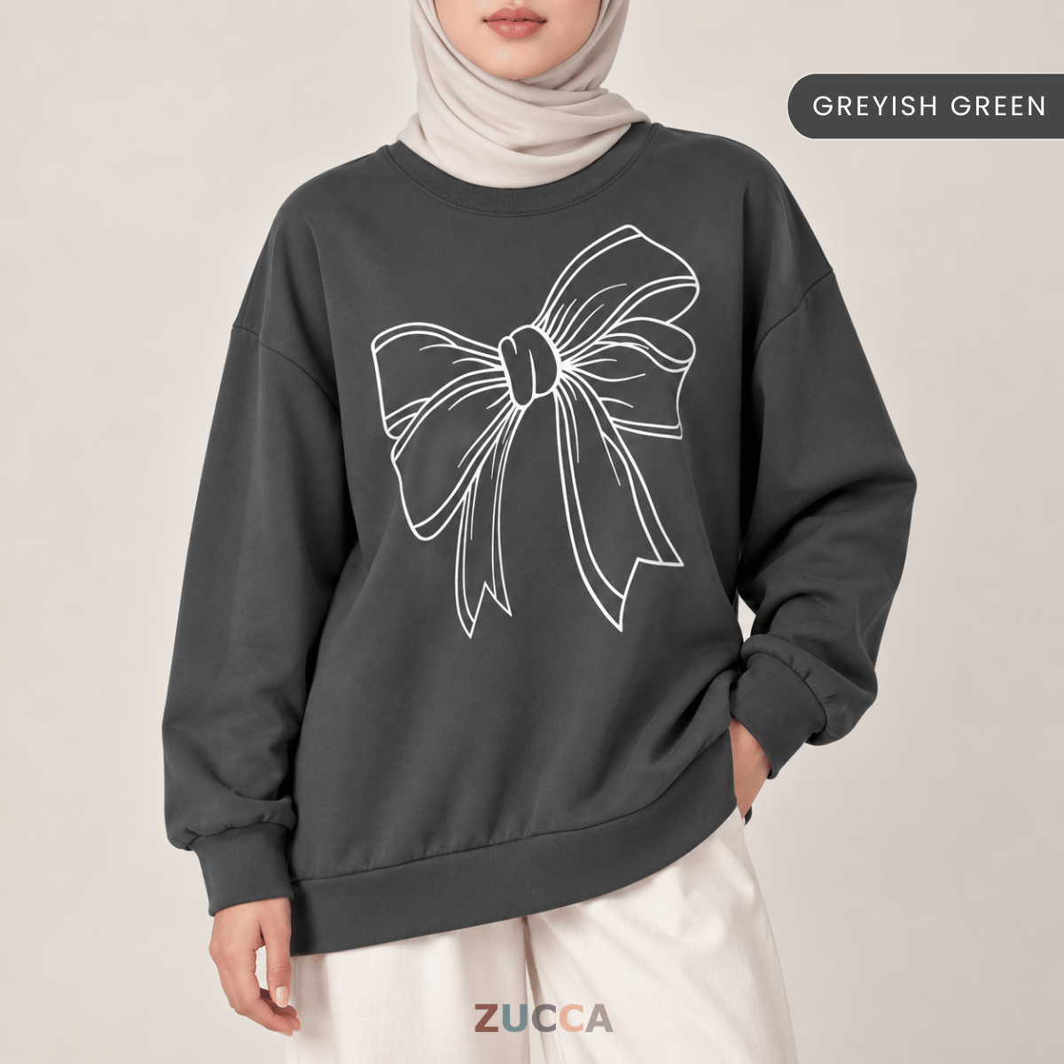 ZUCCA MONICA BOW GRAPHIC CASUAL SWEATSHIRT-MA070
