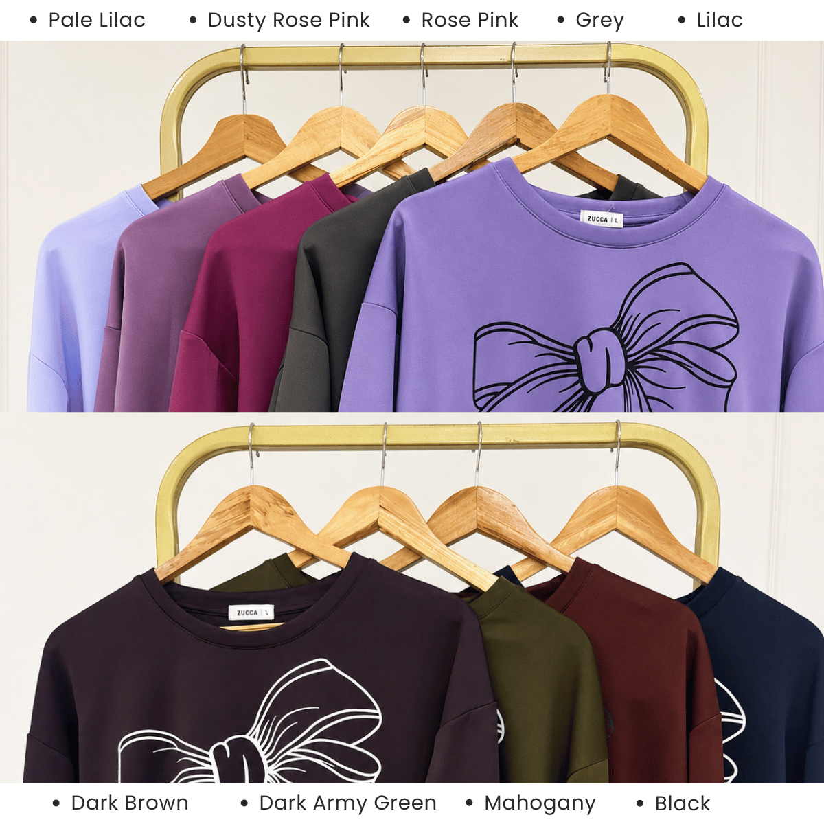 ZUCCA MONICA BOW GRAPHIC CASUAL SWEATSHIRT-MA070